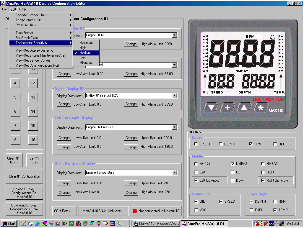 MaxVu110 Windows Configuration Software