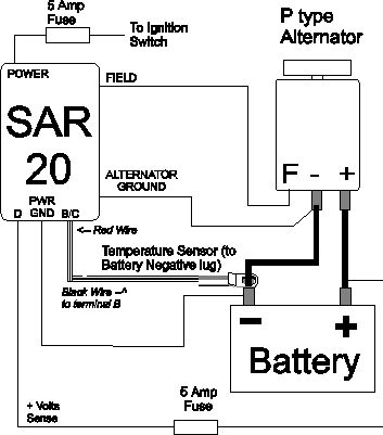 SAR20 Smart Alternator Regulator Connection 
		Diagram 