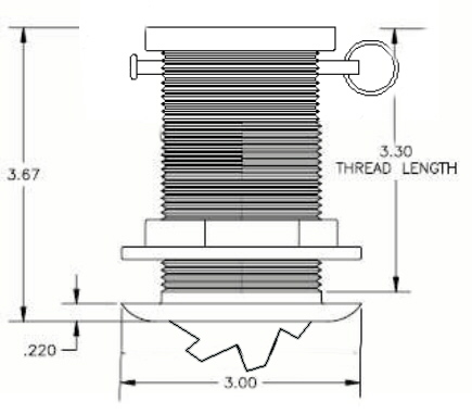 THST-3 bronze transducer dimensions